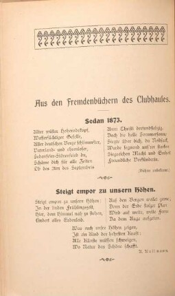 Aus den Fremdenbüchern des Clubhauses.