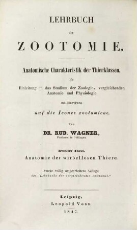 Lehrbuch der Zootomie, 2. Anatomie der wirbellosen Thiere