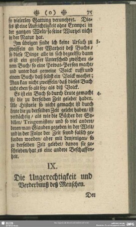 IX. Die Ungerechtigkeit und Verderbnuß deß Menschen
