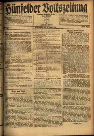 Ausgabe vom Donnerstag, den 22. April 1920.