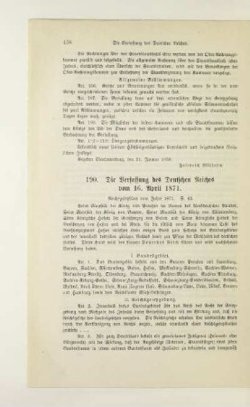 190. Die Verfassung des Deutschen Reiches vom 16. April 1871