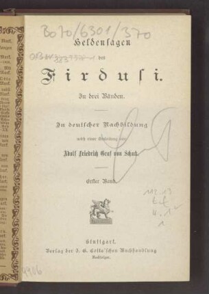 Heldensagen des Firdusi : in drei Bänden / Band 1
