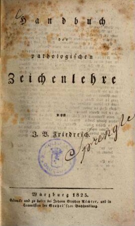 Handbuch der pathologischen Zeichenlehre