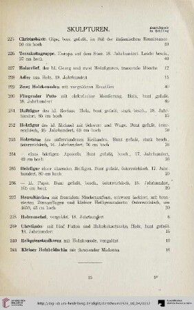 Skulpturen (Nr. 225-241)