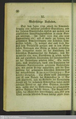 XI. Wohlthätige Anstalten