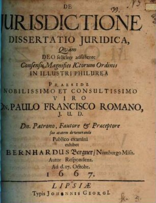 De iurisdictione : dissertatio iuridica