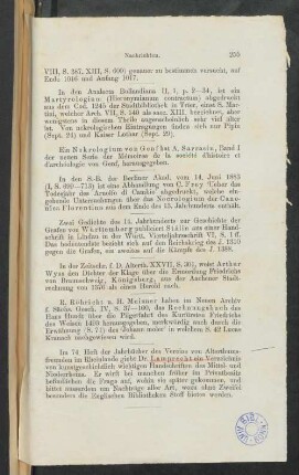 [Nachricht betreffend ein Handschriften-Verzeichnis von Karl Lamprecht im] 74. Heft der Jahrbücher des Vereins von Alterthumsfreunden im Rheinlande