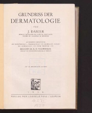 Grundriss der Dermatologie