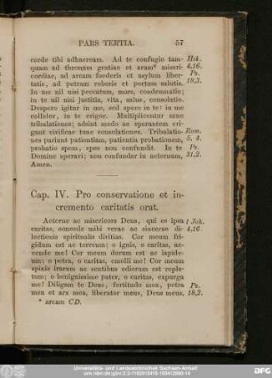 Cap. IV. Pro conservatione et incremento caritatis orat.
