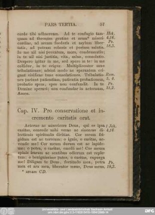 Cap. IV. Pro conservatione et incremento caritatis orat.