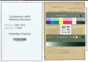 Entnazifizierung Friedrich Achterfeld , geb. 17.11.1894 (Reichsbahnsekretaer)