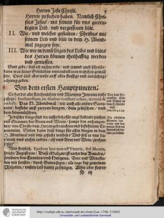 Von dem ersten Hauptpuncten.