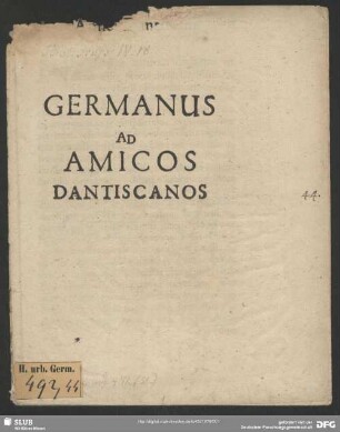 Germanus Ad Amicos Dantiscanos