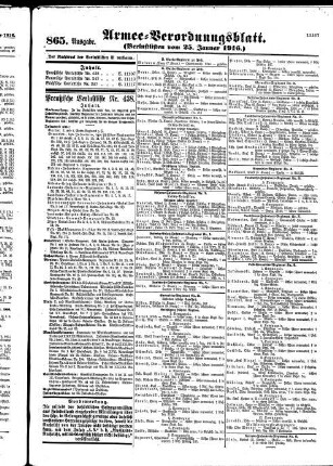 865.Ausgabe. Dienstag, 25. Januar 1916