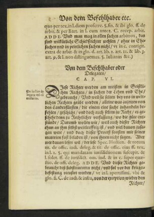 Von dem Befehlhaber oder Delegaten/ Cap. VI.