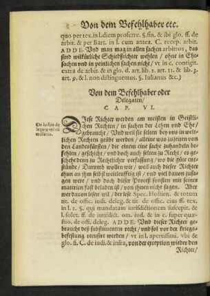 Von dem Befehlhaber oder Delegaten/ Cap. VI.