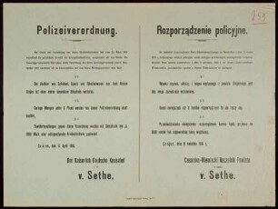 "Polizeiverordnung." Ausfuhrverbot von Schinken, Speck und Räucherwaren (2973)