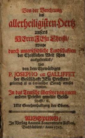 Von der Verehrung des allerheiligisten Hertz unsers Herrn Jesu Christi