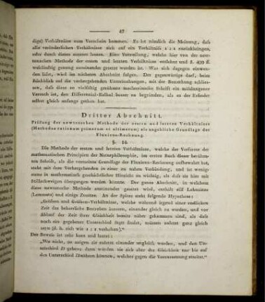 Dritter Abschnitt. Prüfung der newtonschen Methode der ersten und letzten Verhältnisse (Methodus rationum primarum et ultimarum) als angebliche Grundlage der Fluxions-Rechnung.