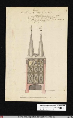 [Aufriss des Turms zu St. Vitus in Seesen].