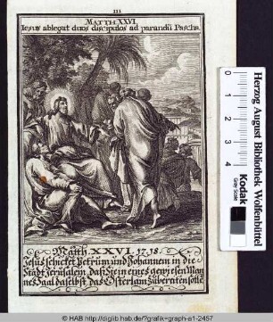 Jesus schickt Petrus und Johannes in die Stadt Jerusalem.