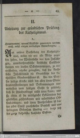 II. Anleitung zur gründlichen Prüfung des Katholizismus