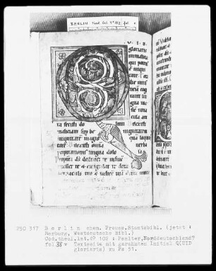 Psalter — Initiale Q (uid gloriaris), Folio 38verso