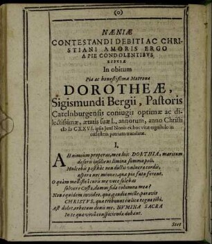 Næniæ Contestandi Debiti Ac Christiani Amoris Ergo [...]