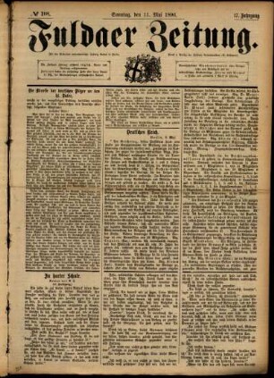 Erste Ausgabe vom Sonntag, den 11. Mai 1890.