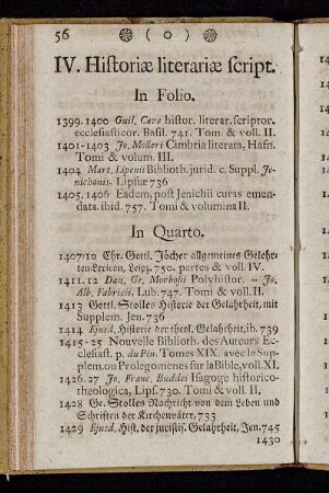 IV. Historiæ literariæ script.