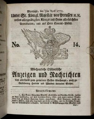 No. 14. Montags, den 3ten April 1775