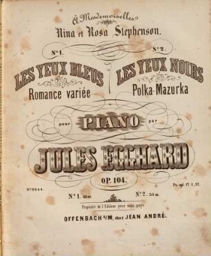Les yeux noirs : polka-mazurka pour piano ; op. 104 no. 2