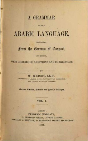 A grammar of the Arabic language. 1