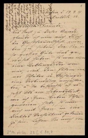 Brief von Hermann Cohen und Martha Cohen an Familie : 1806-1933 : Kassel Rosenzweig