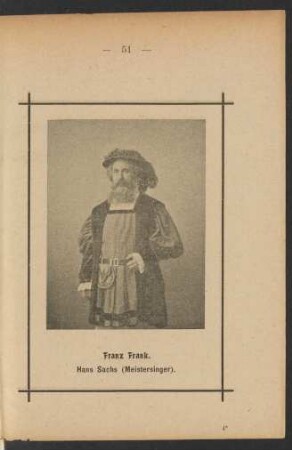Franz Frank. Hans Sachs (Meistersinger).