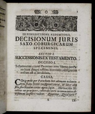 Decisio I. - Decisio XII.