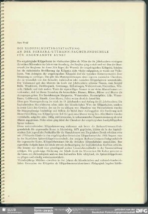 Die Klöppelmustergestaltung an der Barbara-Uttmann-Fachgrundschule für angewandte Kunst