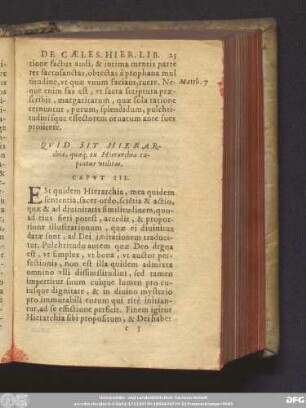 Quid Sit Hierarchiae, quaeq[ue] ex Hierarchia capiatur utilitas. Caput III.