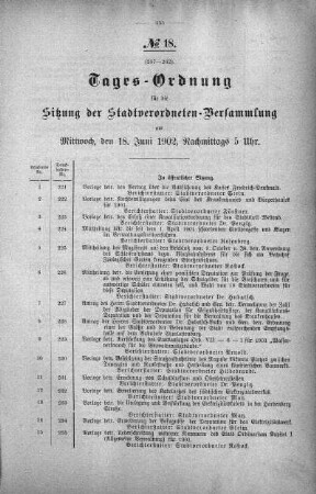 Tages-Ordnung, 18. Juni 1902