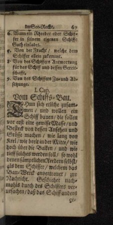 I. Cap. Vom Schiffs-Bau.