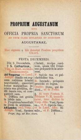 Proprium Augustanum sive officia propria sanctorum ad usum cleri ecclesiae et dioecesis Augustanae : [ ... diurnali romano tantum accomodatum ...]