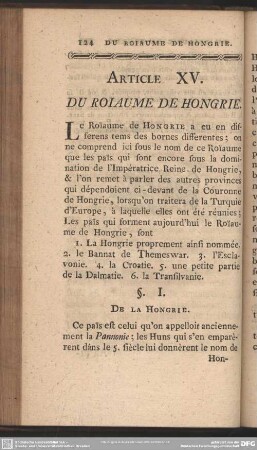 Article XV. Du Roiaume De Hongrie