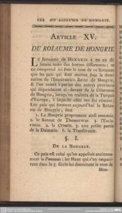 Article XV. Du Roiaume De Hongrie
