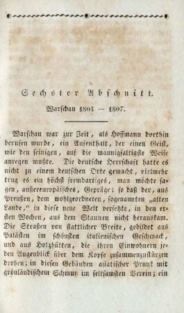 Sechster Abschnitt. Warschau 1804 - 1807.