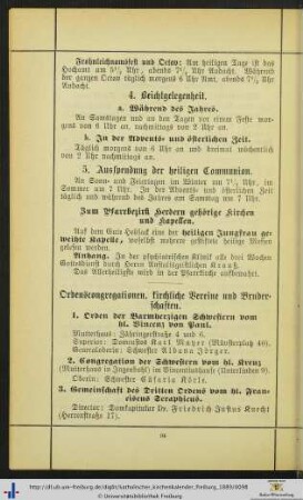 Ordenscongregationen, kirchliche Vereine und Bruderschaften.
