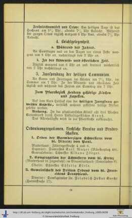 Ordenscongregationen, kirchliche Vereine und Bruderschaften.