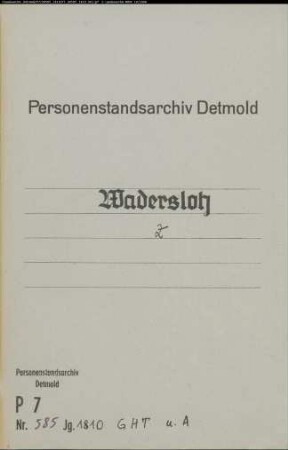 Zivilstandsregister der Munizipalität Wadersloh (GHT 1810, A 1810). (Gemeinde: Wadersloh, Kreis Beckum)