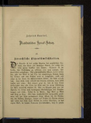 Zehntes Kapitel. Plattdütscher Sprach-Schatz.. 48. Sprachliche Eigentümlichkeiten.