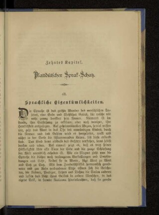 Zehntes Kapitel. Plattdütscher Sprach-Schatz.. 48. Sprachliche Eigentümlichkeiten.