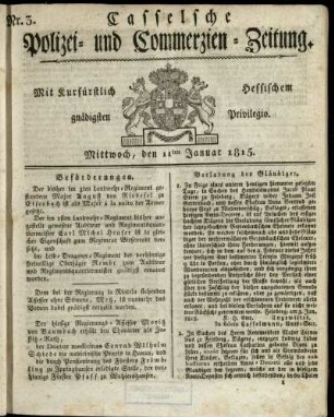 Nr. 3, Mittwoch, den 11ten Januar 1815